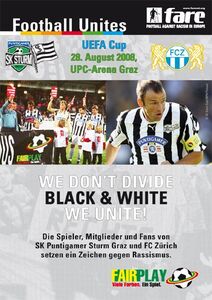 Antirassismus-Flyer für das UEFA Cup Spiel  SK Sturm Graz - FC Zürich.